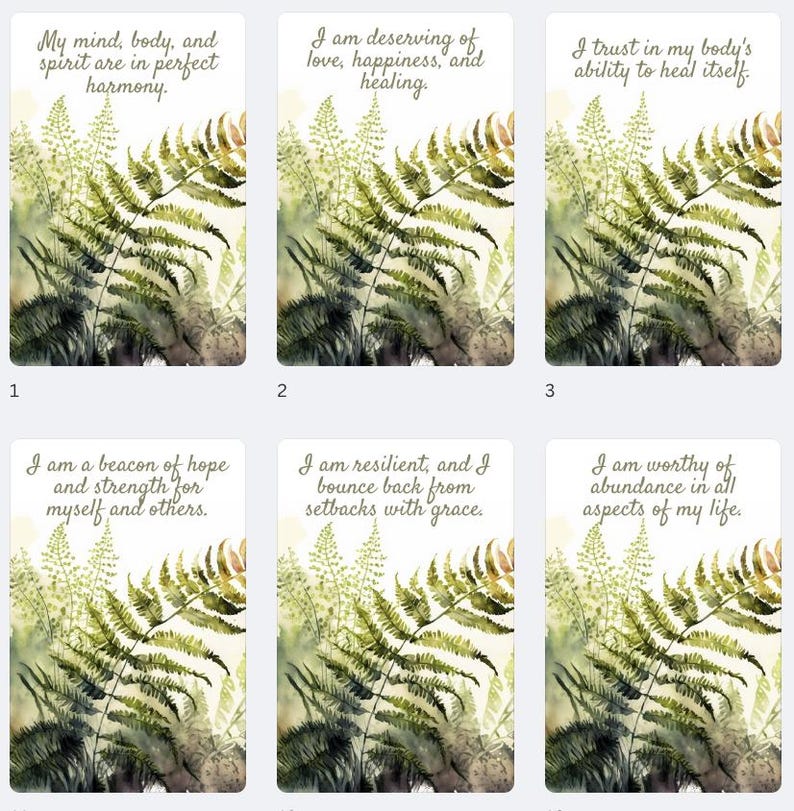 Printable Affirmation Cards for Health and Wellness - Etsy