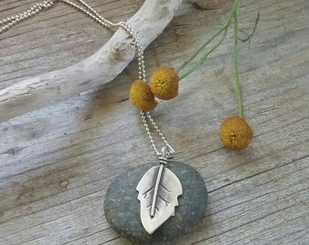 Sterling silver leaf necklace. Nature Pendant in Silver. Idaho Girl Art