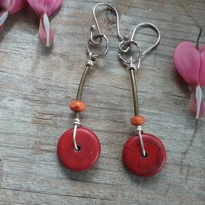 Red Coco Shell Drop Earrings image 5