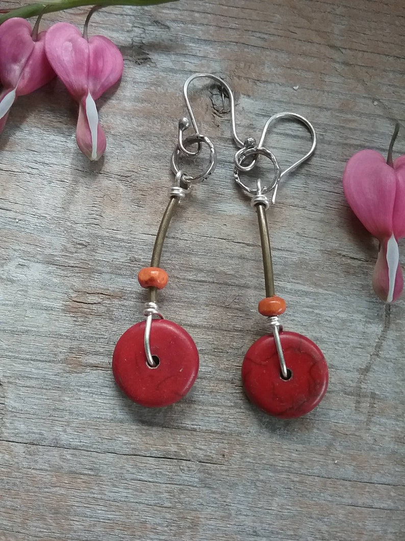 Red Coco Shell Drop Earrings image 5