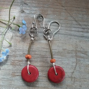 Red Coco Shell Drop Earrings image 2