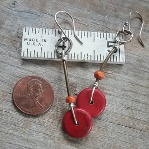 Red Coco Shell Drop Earrings image 3