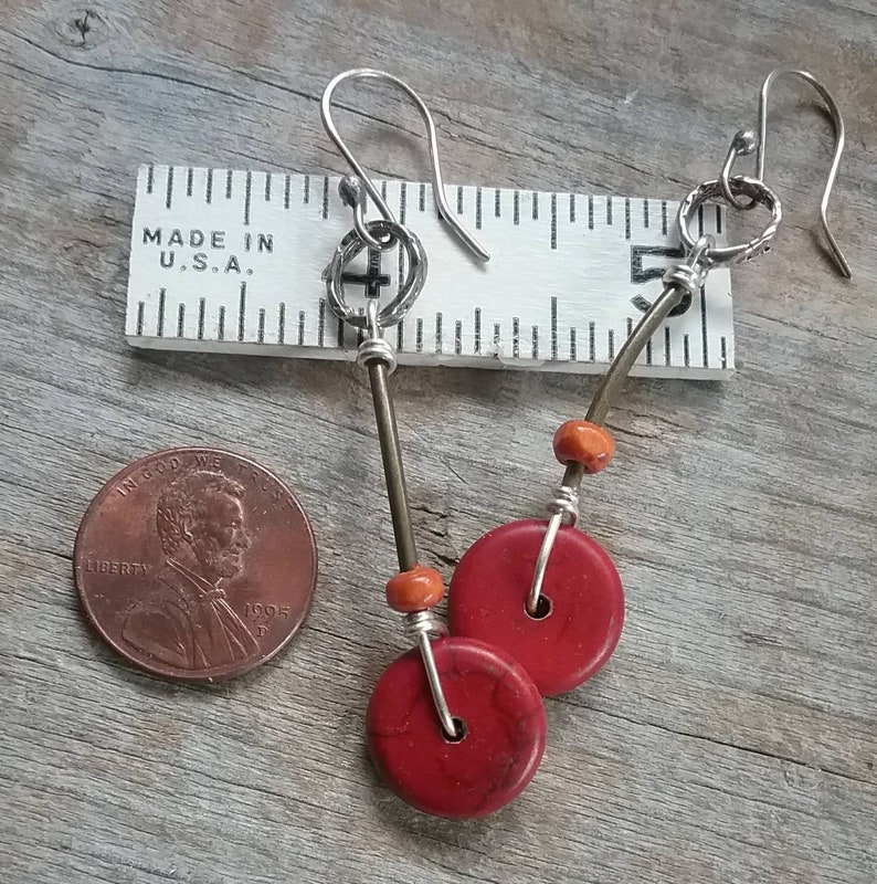 Red Coco Shell Drop Earrings image 3