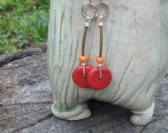 Red Coco Shell Drop Earrings