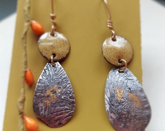 Sterling silver with keum boo and enamel earrings