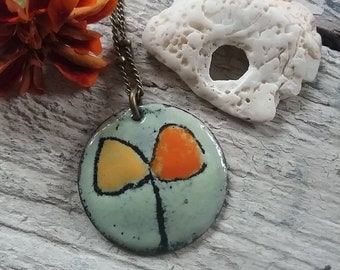 Torch fired enamel seedling necklace, Flower Enamel Necklace, Idaho Girl Art, Grow, Mothers Day