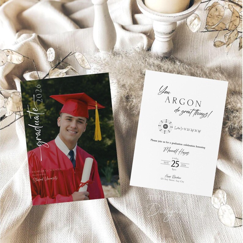 Chemistry Graduation Invitation, Science Grad Party Invite, Bsc ...