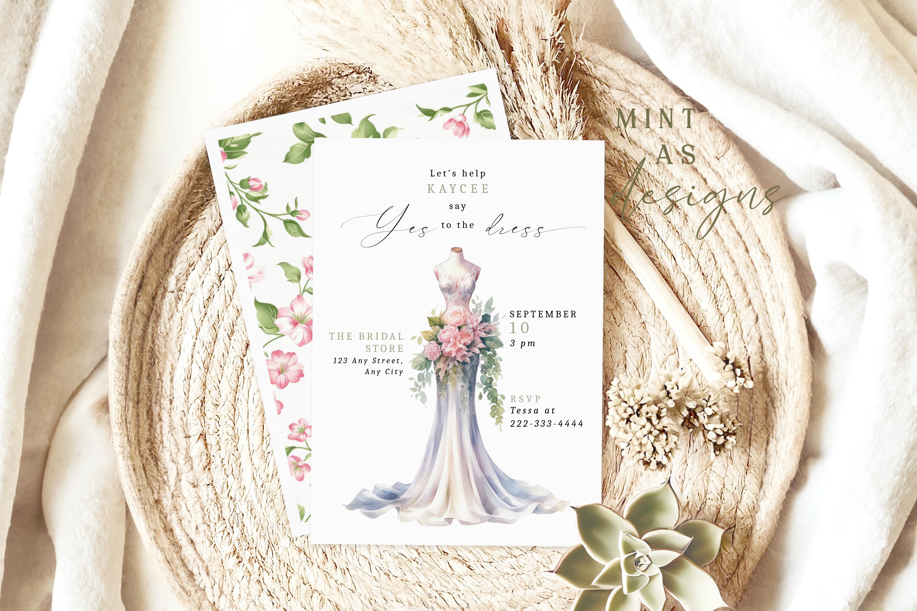 green emerald velvet dress Blue Floral Sword Wedding Invitation Set main image 1