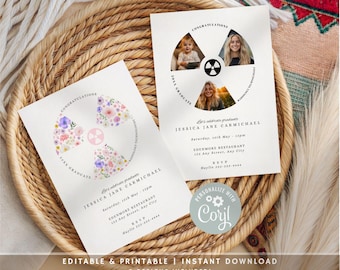 Radiology Graduation Invitation Template, Floral Rad Tech Grad Announcement, Editable Corjl Radiology Technologist Party Invite, Printable