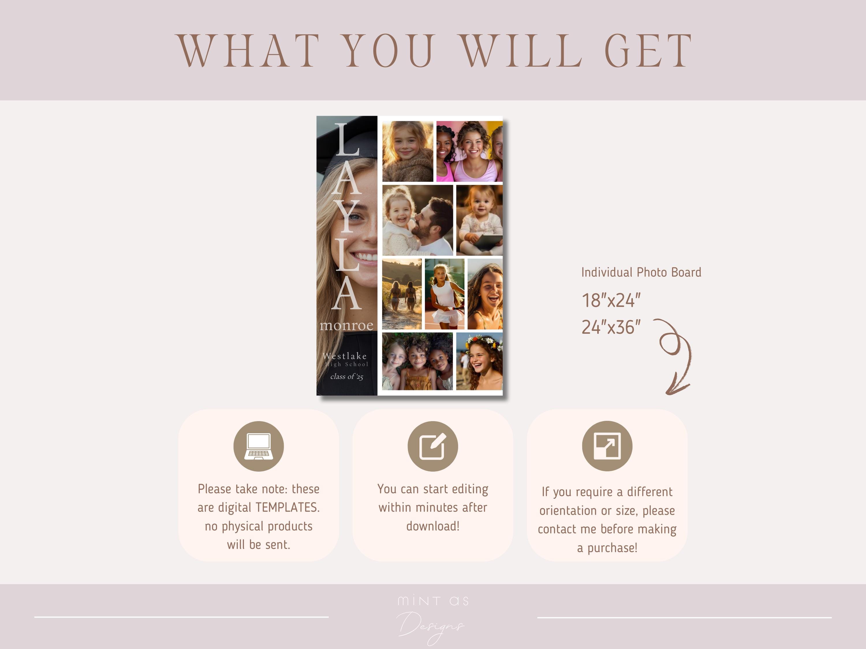 Graduation Photo Board Template | Personalized Grad Party Display Sign ...