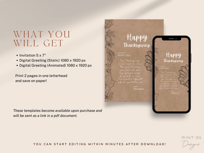 Animated Thanksgiving Greeting Template Drawing Illustration Printable