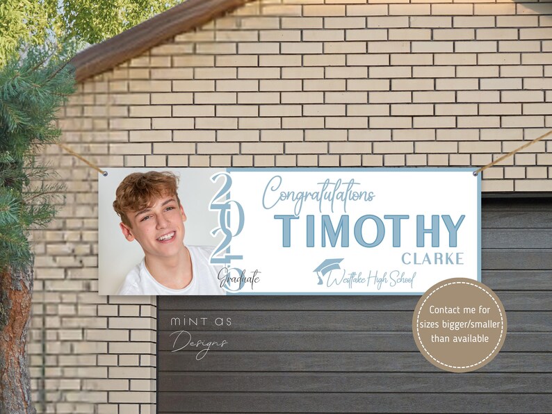 Editable Graduation Banner Template With Photo | Horizontal/vertical ...