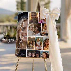 May include: A graduation photo collage featuring a young woman named Layla Monroe, with the text "Westlake High School" at the bottom. The collage is printed on a black background and includes photos of the graduate with family and friends.