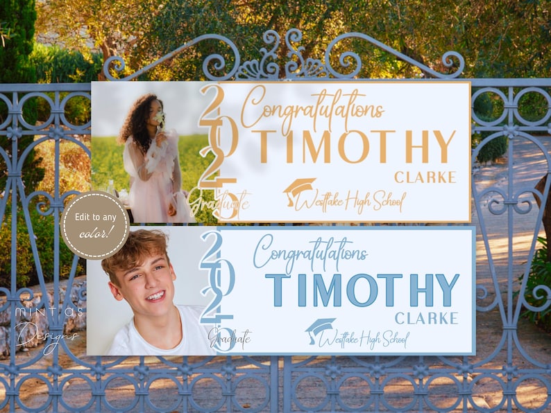 Editable Graduation Banner Template With Photo | Horizontal/vertical ...