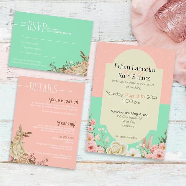 Mint Wedding Invite - Etsy