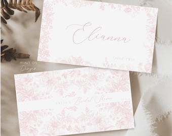 Segnaposto personalizzato in tela rosa, segnaposto floreale per matrimonio e decorazioni da tavolo, segnaposto floreale minimalista, elegante ricevimento / PTDJ01