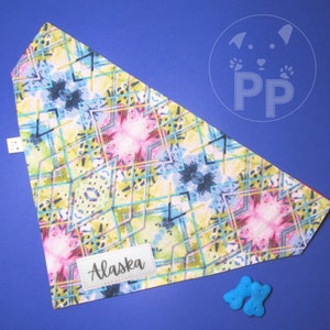 Tie dye Over the collar dog bandana, personalized dog bandana, reversible dog bandana, slip on collar, custom dog bandana, cat bandana