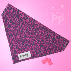 Navy floral Over the collar dog bandana, personalized dog bandana, reversible dog bandana, slip on collar, custom dog bandana, cat bandana
