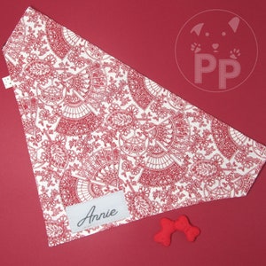 Floral fans Over the collar dog bandana, personalized dog bandana, reversible dog bandana, slip on collar, custom dog bandana, cat bandana
