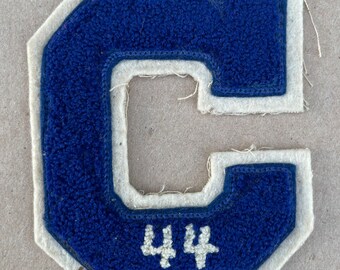 Vintage chenille Large patch-letter “C” with chain stitch 44