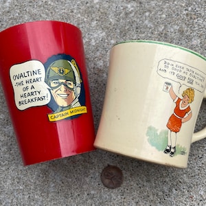 Lot of 2 vintage Ovaltine cups for children