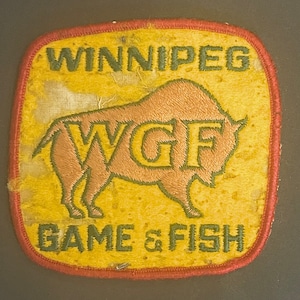 Vintage buffalo Winnipeg game embroidered wool patch image 1