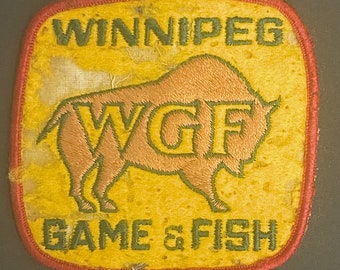 Vintage buffalo “Winnipeg” game embroidered wool patch