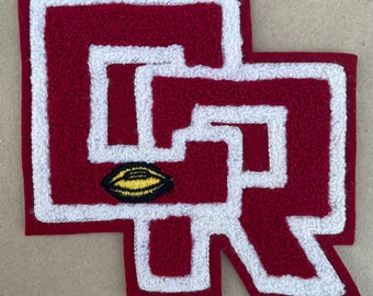 Vintage chenille Large patch-letter “CR” with embroidery football