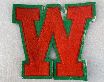 Vintage wool felt Large patch-letter “W” 2 layer appliqué patch