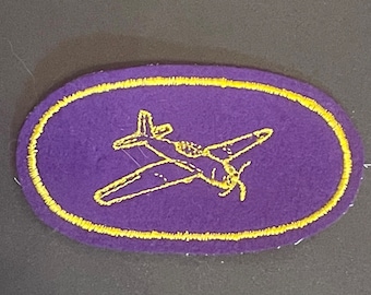 Vintage “airplane ” Flying embroidered wool patch