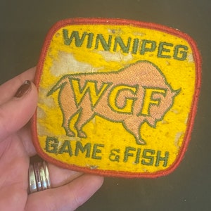 Vintage buffalo Winnipeg game embroidered wool patch image 3