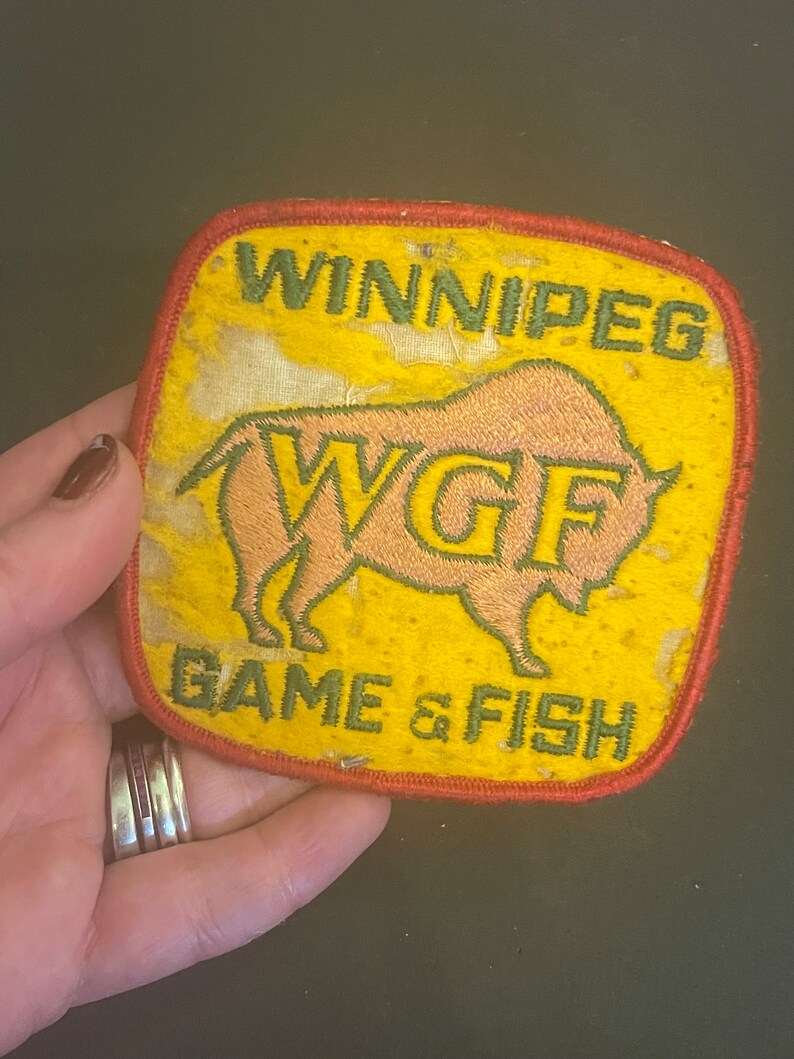 Vintage buffalo Winnipeg game embroidered wool patch image 3