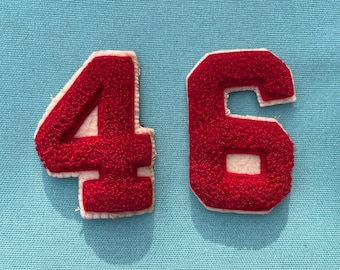 Vintage chenille patches set of 2 numbers-Varsity Letterman “4,6” small patch