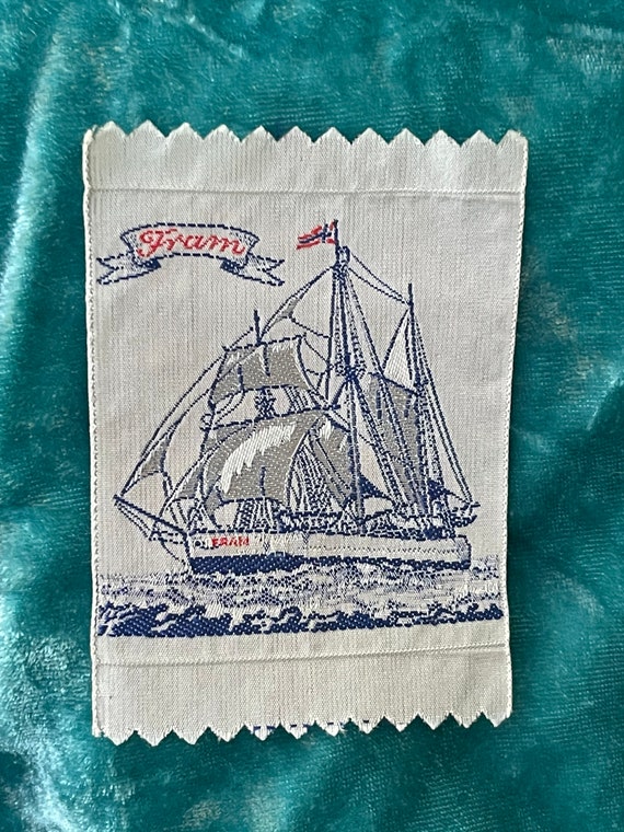 Vintage Travel Swiss “Fram” Ship scene woven Patch