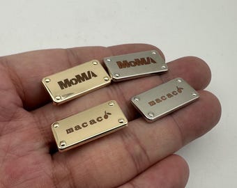 Etiqueta de mochila de aleación personalizada: Etiqueta de equipaje de cuero personalizada de 25 x 12 mm