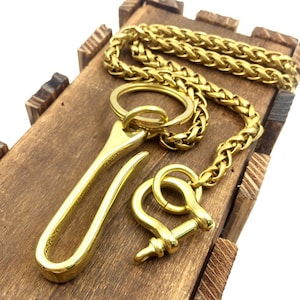 Brass Wheat Chain Purse Wallet Chain Men's Accessories Street Wear Biker Keychain