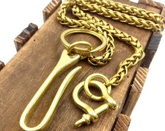 Brass Wheat Chain Purse Wallet Chain Men's Accessories Street Wear Biker Keychain
