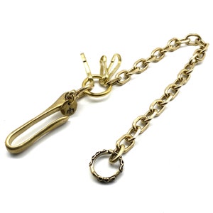 Biker Wallet Chain Brass Fish Hook Key Holder With Amekaji Ring Ending,Men's Purse Chain Accessories
