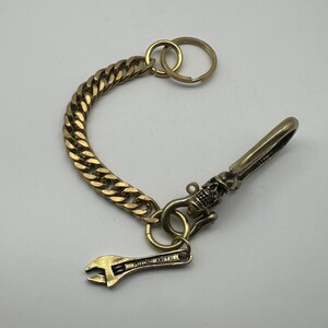 Brass Skull Keychain Biker Belt Hook Key Holder Manager Hand Crafted image 3