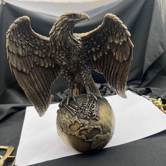 鷲 彫刻 金色 置物 アンティーク 美術品 アート イーグル 鷲 彫刻 金色