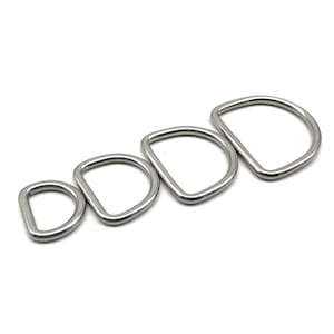 Anello a D in acciaio inossidabile, cinturino a D senza cuciture, anello di fissaggio, hardware in pelle, 15-20-25-30 mm