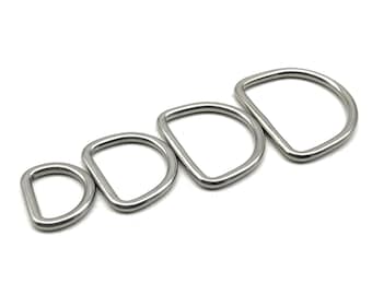 Stainless D Ring Seamless D Loop Bag Strap Fasten Ring Leather Hardwares 15-20-25-30mm