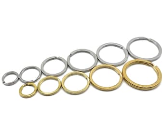 Key Rings Split Ring Brass&Stainless Ring Connectors Flat Shape Keyring