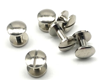 Arc Cap Silver Plated Chicago Rivets 10x (4-15mm) Leather Craft Screw Post Button