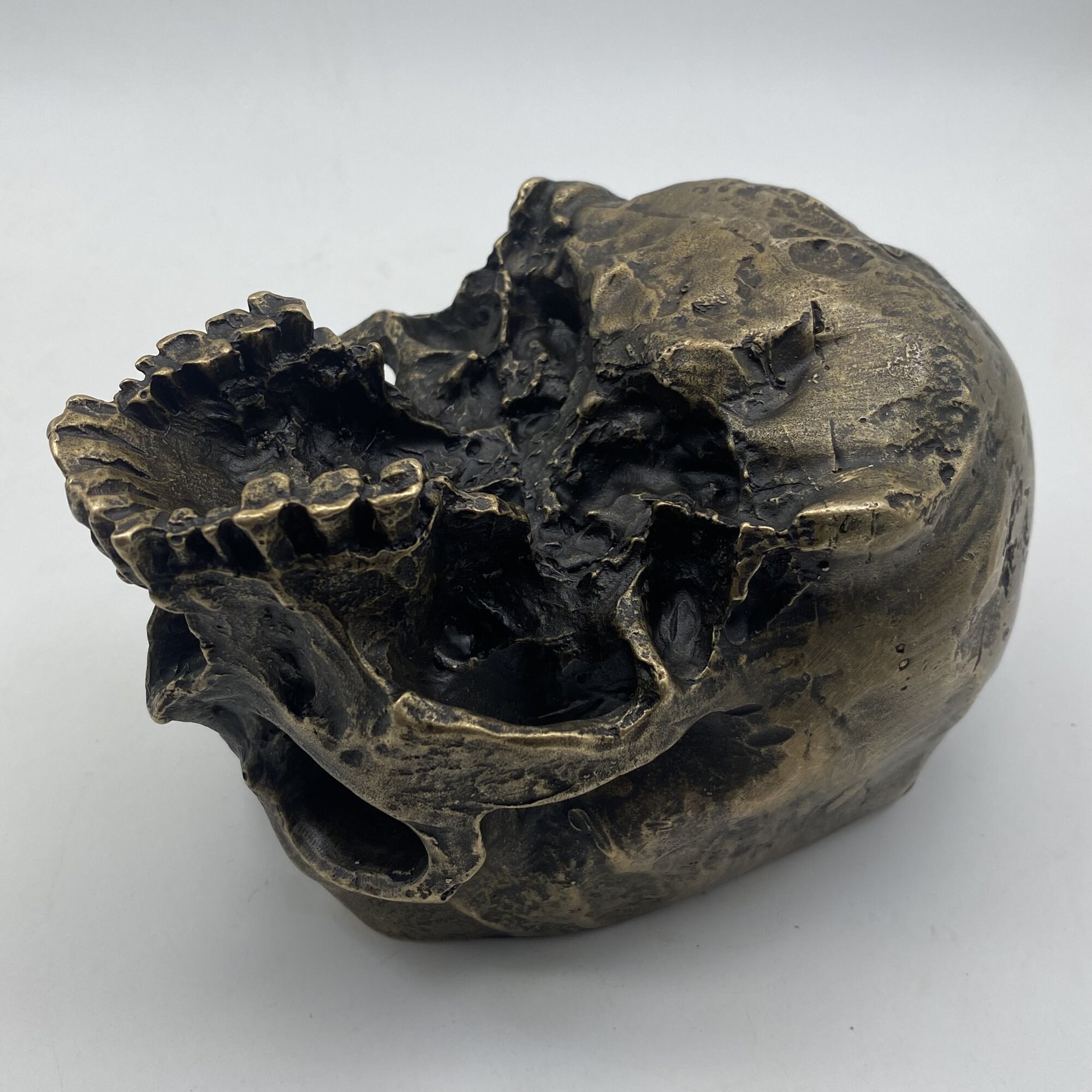 Conteneur tte de mort en bronze, plateau  cigares crne, cendrier  d'artiste crne - Etsy France