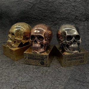 Brass Skull Ornament For Home Decoration,Skull Head Statues,Skull Figurine Art,Handmade Skull Head Sculpture 1.1KG
