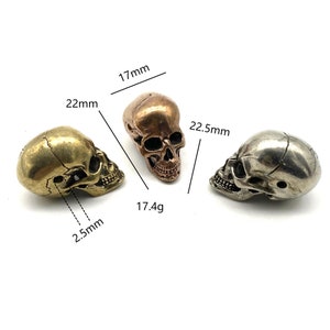 Brass Skull Charm,Paracord Skull Beads,Knife Lanyard Bead 2 Holes