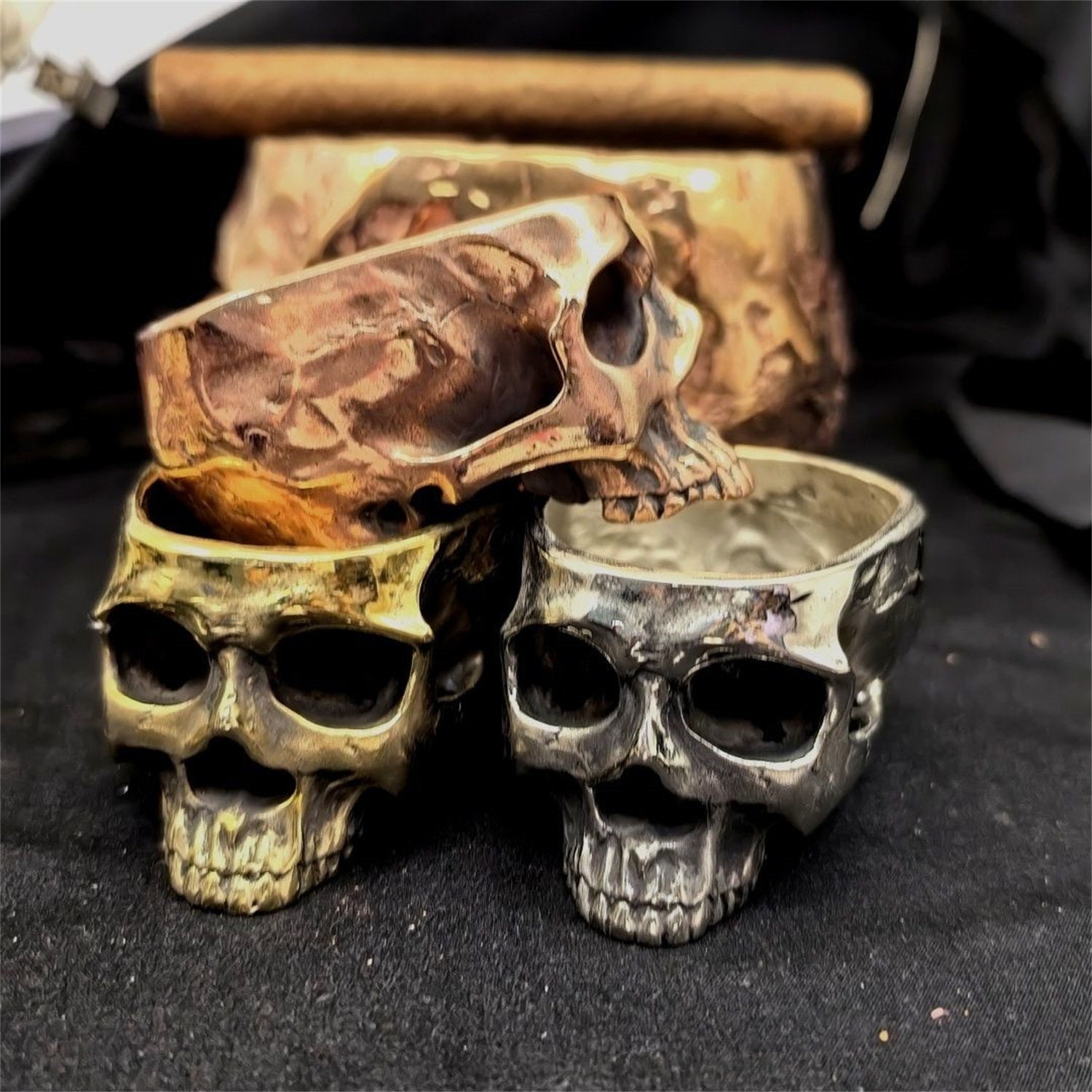 Brass Skull Head Container,skull Cigar Tray,skull Ashtray - Etsy