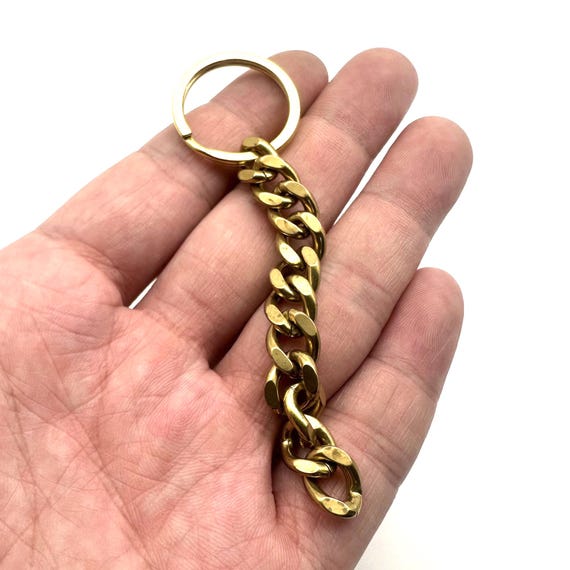チェーンタイプキーリング、真鍮カーブチェーン 9 mm キーチェーン
