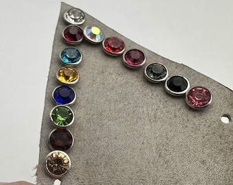 Remaches de botón de latón con accionamiento por martillo de diamantes de imitación, 12 colores